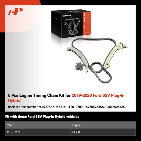6 Pcs Engine Timing Chain Kit for 2019-2020 Ford SSV Plug-In Hybrid