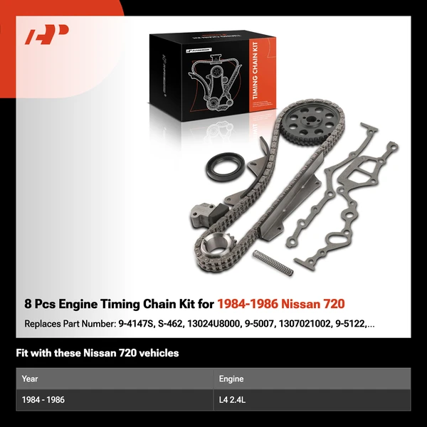 8 Pcs Engine Timing Chain Kit for 1984-1986 Nissan 720