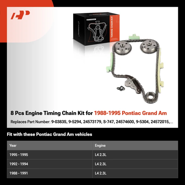 8 Pcs Engine Timing Chain Kit for 1988-1995 Pontiac Grand Am