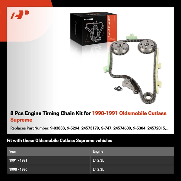 8 Pcs Engine Timing Chain Kit for 1990-1991 Oldsmobile Cutlass Supreme