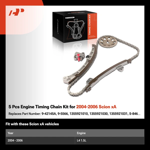 5 Pcs Engine Timing Chain Kit for 2004-2006 Scion xA