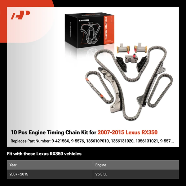 10 Pcs Engine Timing Chain Kit for 2007-2015 Lexus RX350