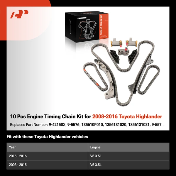 10 Pcs Engine Timing Chain Kit for 2008-2016 Toyota Highlander