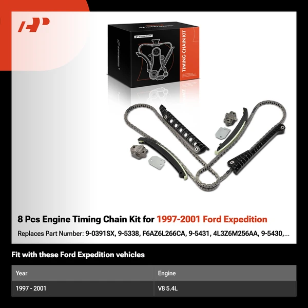 8 Pcs Engine Timing Chain Kit for 1997-2001 Ford Expedition