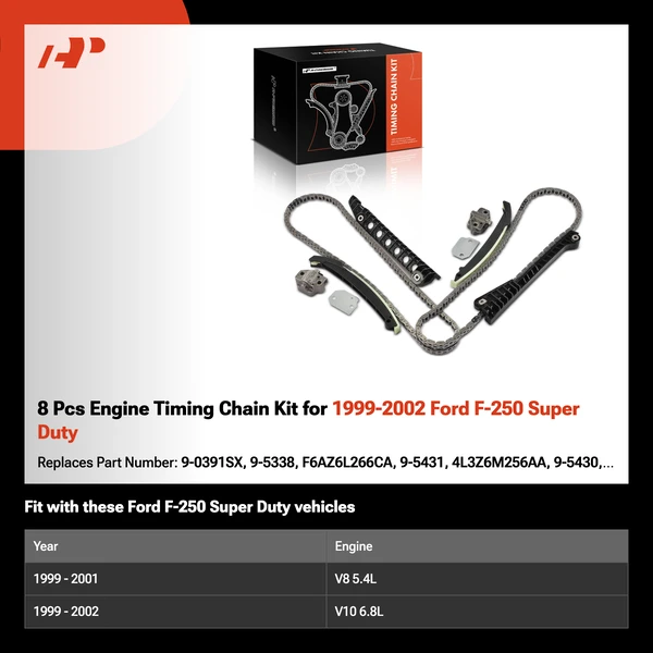 8 Pcs Engine Timing Chain Kit for 1999-2002 Ford F-250 Super Duty