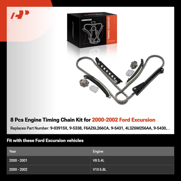 8 Pcs Engine Timing Chain Kit for 2000-2002 Ford Excursion