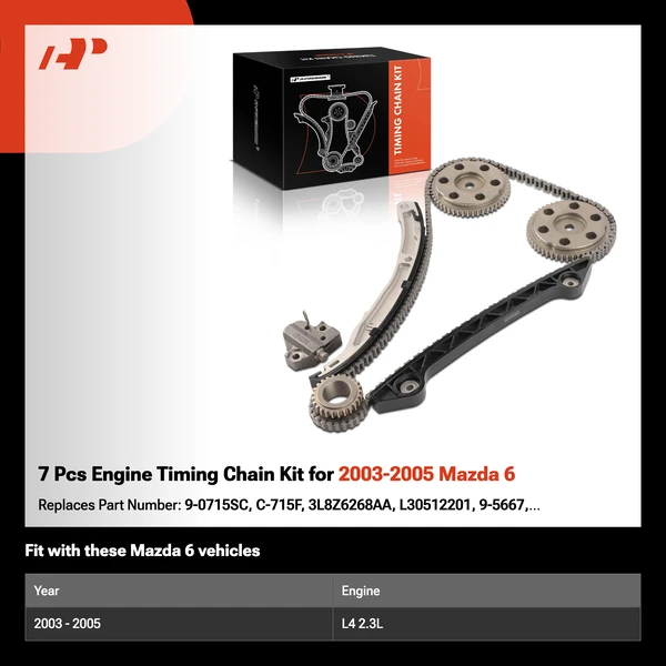 7 Pcs Engine Timing Chain Kit for 2003-2005 Mazda 6