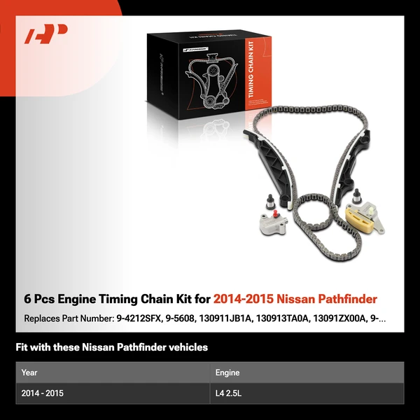 6 Pcs Engine Timing Chain Kit for 2014-2015 Nissan Pathfinder