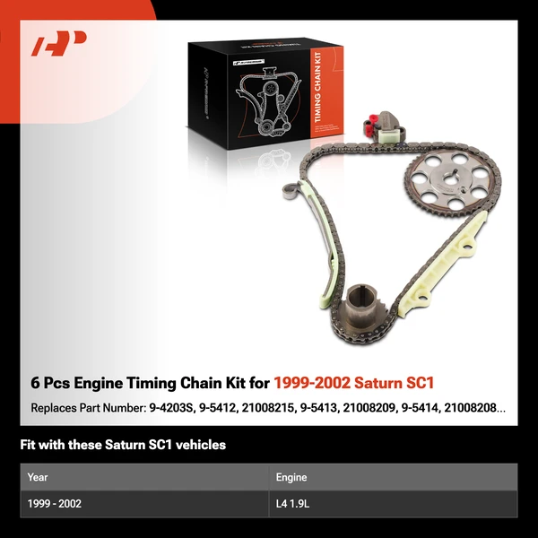 6 Pcs Engine Timing Chain Kit for 1999-2002 Saturn SC1