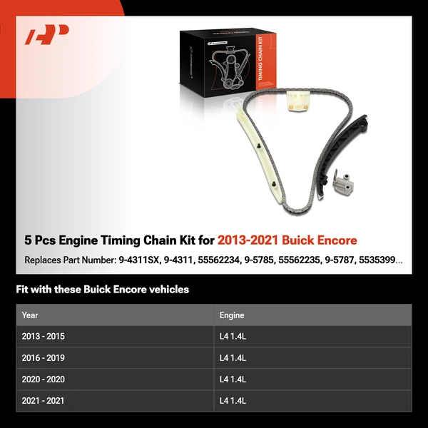 5 Pcs Engine Timing Chain Kit for 2013-2021 Buick Encore