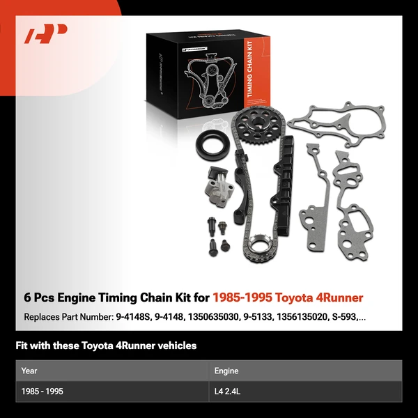 6 Pcs Engine Timing Chain Kit for 1985-1995 Toyota 4Runner