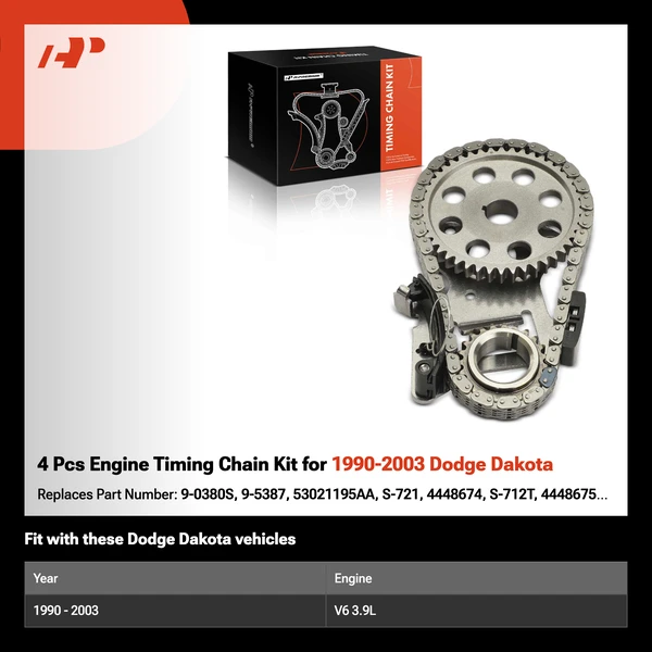 4 Pcs Engine Timing Chain Kit for 1990-2003 Dodge Dakota