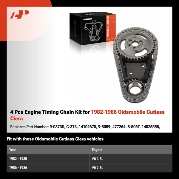 4 Pcs Engine Timing Chain Kit for 1982-1986 Oldsmobile Cutlass Ciera