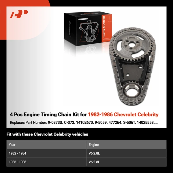 4 Pcs Engine Timing Chain Kit for 1982-1986 Chevrolet Celebrity