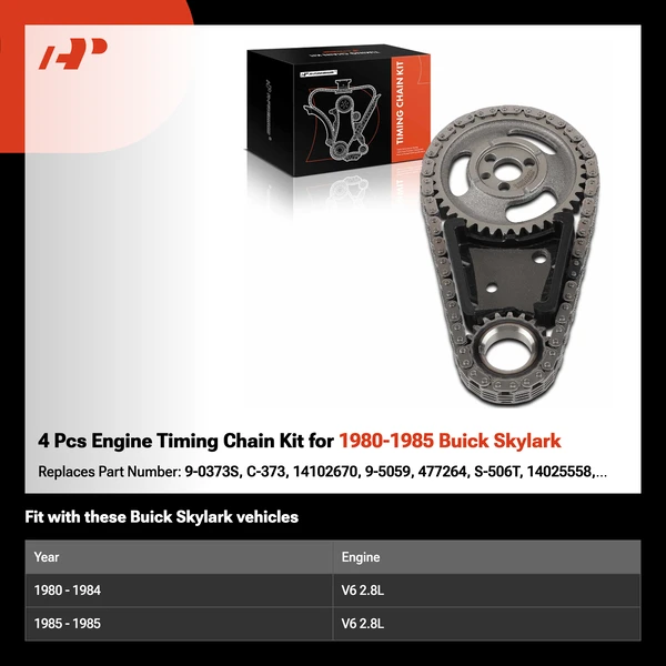 4 Pcs Engine Timing Chain Kit for 1980-1985 Buick Skylark