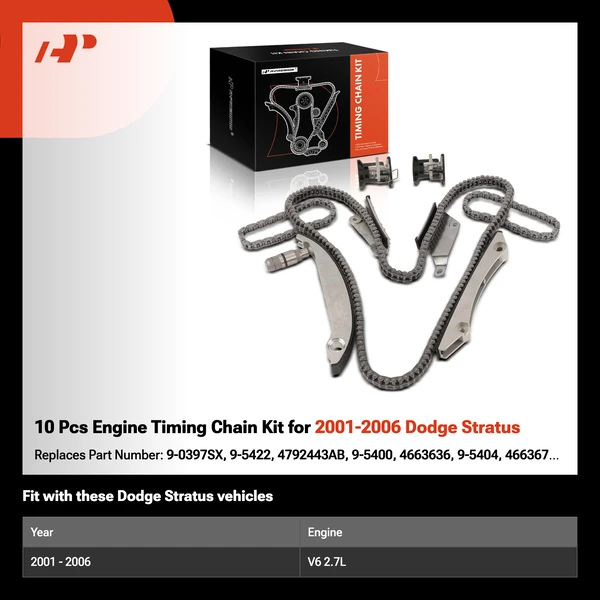10 Pcs Engine Timing Chain Kit for 2001-2006 Dodge Stratus