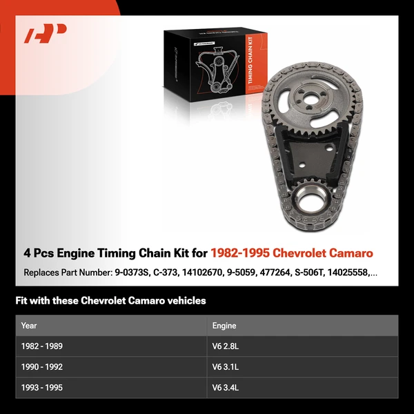 4 Pcs Engine Timing Chain Kit for 1982-1995 Chevrolet Camaro
