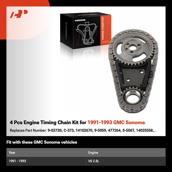 4 Pcs Engine Timing Chain Kit for 1991-1993 GMC Sonoma