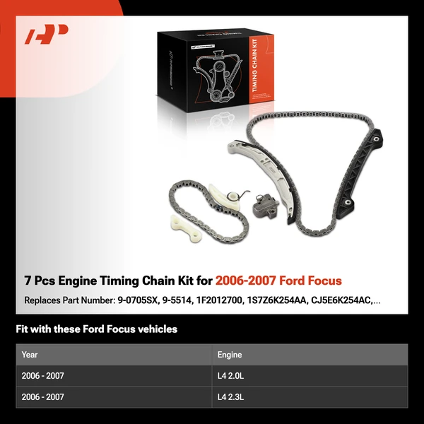 7 Pcs Engine Timing Chain Kit for 2006-2007 Ford Focus