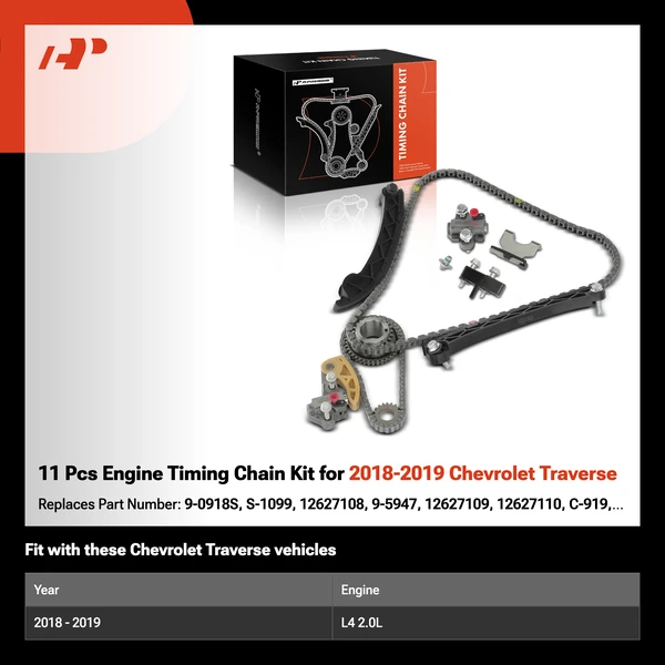 11 Pcs Engine Timing Chain Kit for 2018-2019 Chevrolet Traverse