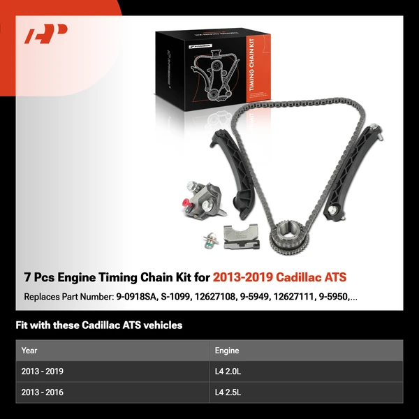 7 Pcs Engine Timing Chain Kit for 2013-2019 Cadillac ATS