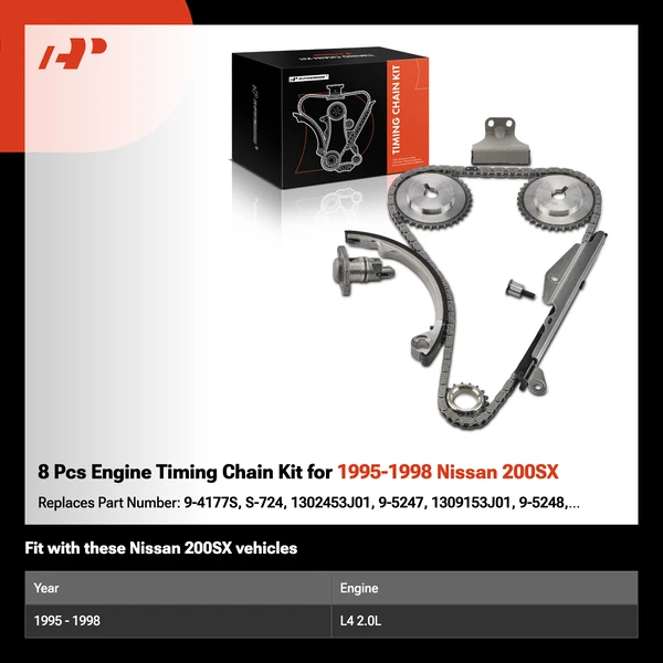 8 Pcs Engine Timing Chain Kit for 1995-1998 Nissan 200SX
