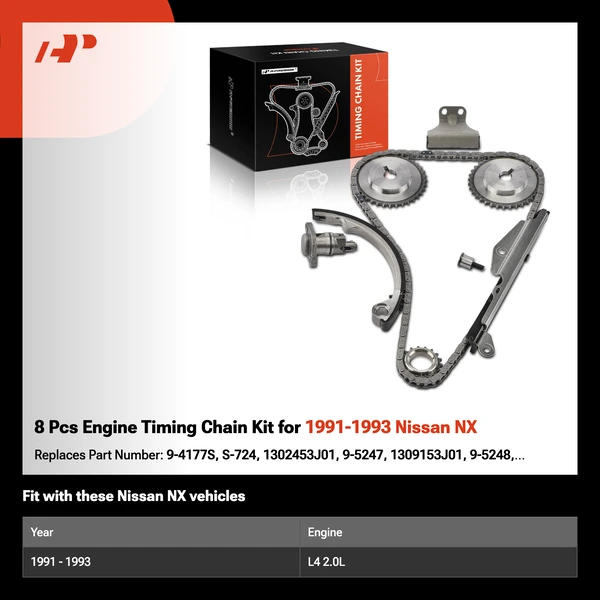 8 Pcs Engine Timing Chain Kit for 1991-1993 Nissan NX