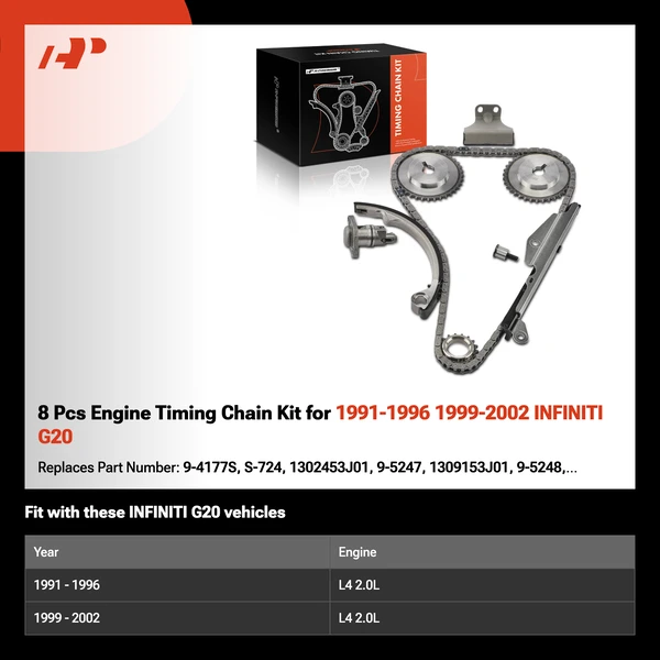 8 Pcs Engine Timing Chain Kit for 1991-1996 1999-2002 INFINITI G20