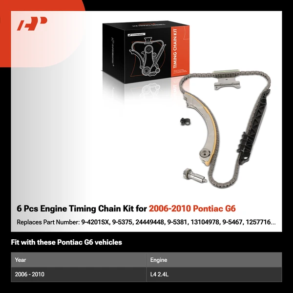 6 Pcs Engine Timing Chain Kit for 2006-2010 Pontiac G6