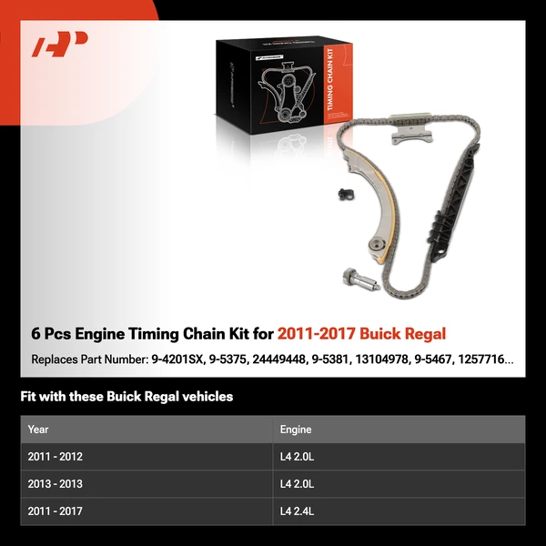6 Pcs Engine Timing Chain Kit for 2011-2017 Buick Regal