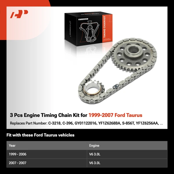 3 Pcs Engine Timing Chain Kit for 1999-2007 Ford Taurus