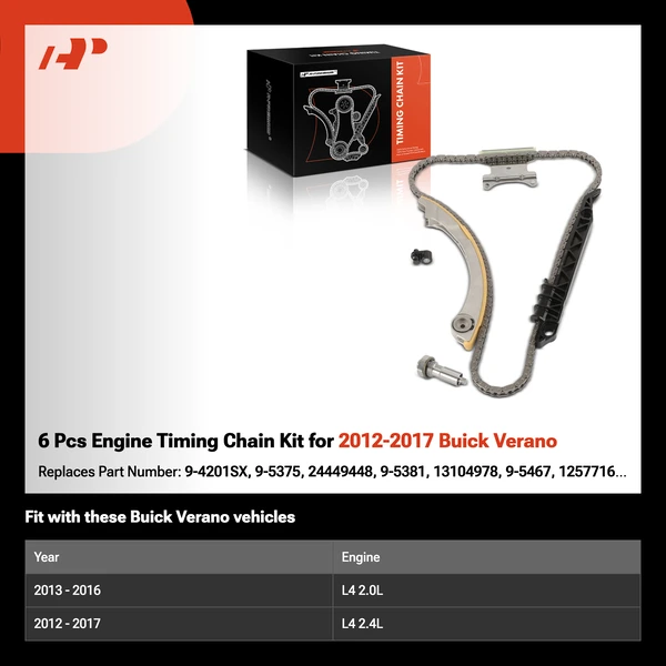 6 Pcs Engine Timing Chain Kit for 2012-2017 Buick Verano