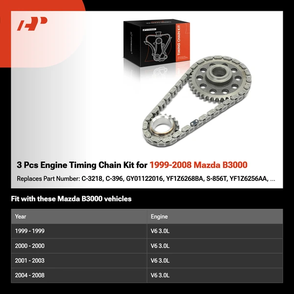3 Pcs Engine Timing Chain Kit for 1999-2008 Mazda B3000