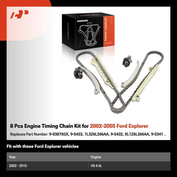 8 Pcs Engine Timing Chain Kit for 2002-2005 Ford Explorer