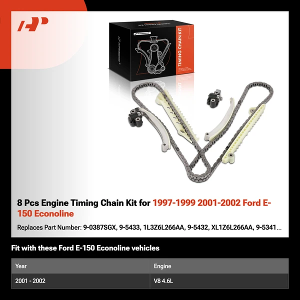 8 Pcs Engine Timing Chain Kit for 1997-1999 2001-2002 Ford E-150 Econoline