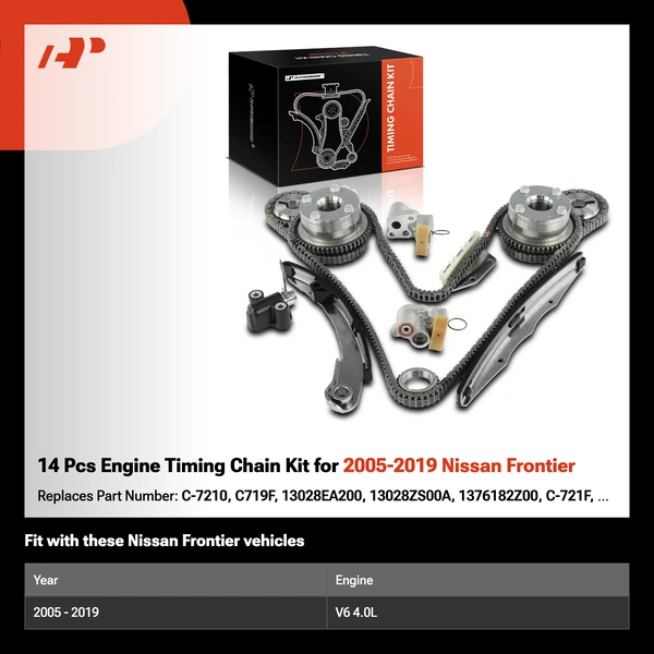 14 Pcs Engine Timing Chain Kit for 2005-2019 Nissan Frontier
