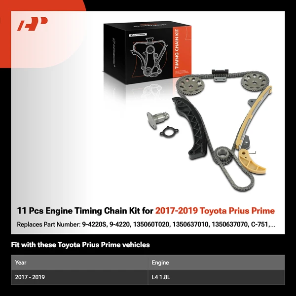 11 Pcs Engine Timing Chain Kit for 2017-2019 Toyota Prius Prime