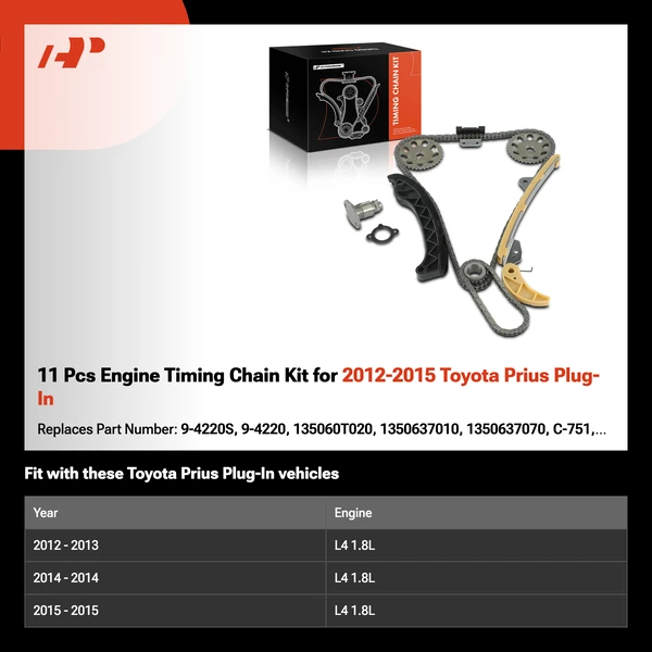 11 Pcs Engine Timing Chain Kit for 2012-2015 Toyota Prius Plug-In