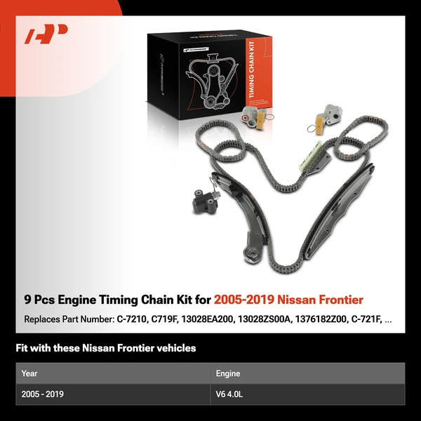 9 Pcs Engine Timing Chain Kit for 2005-2019 Nissan Frontier