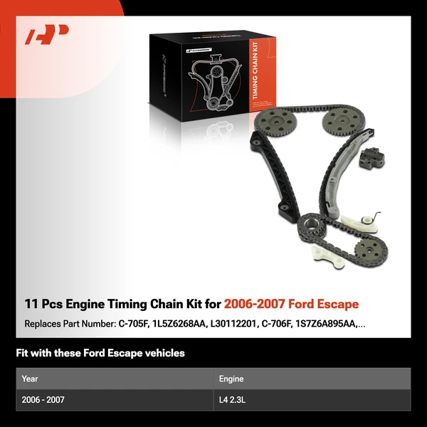 11 Pcs Engine Timing Chain Kit for 2006-2007 Ford Escape