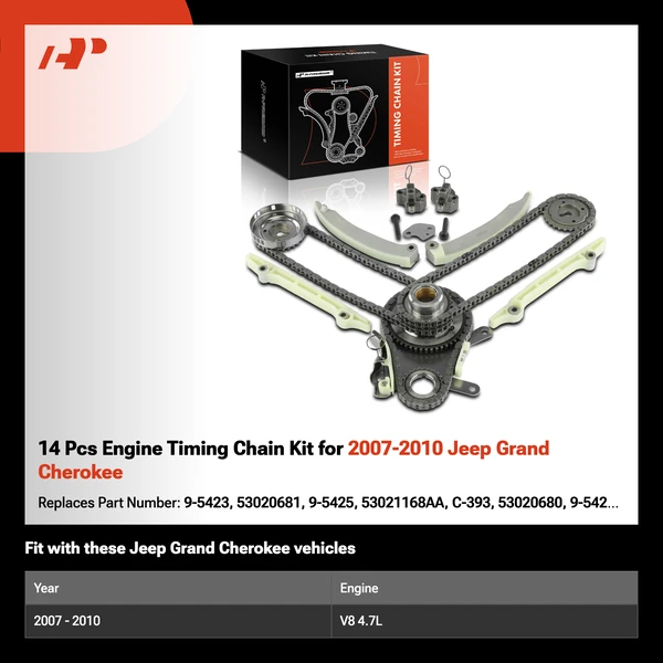 14 Pcs Engine Timing Chain Kit for 2007-2010 Jeep Grand Cherokee