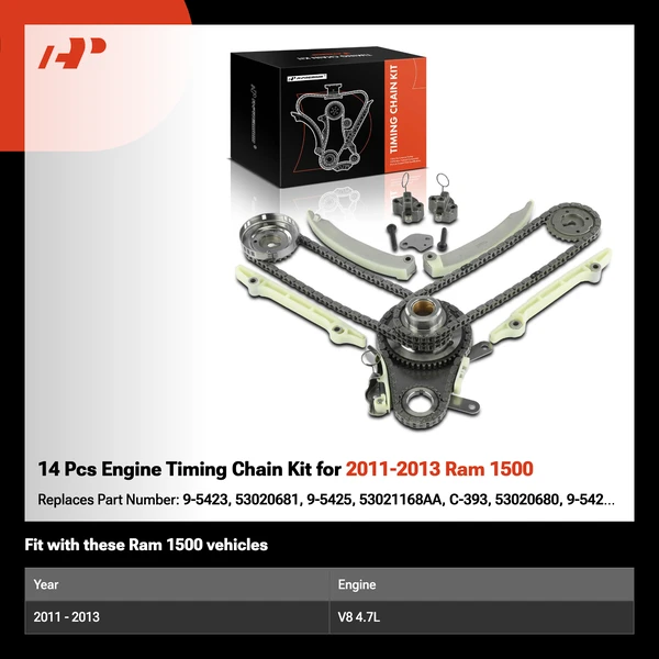 14 Pcs Engine Timing Chain Kit for 2011-2013 Ram 1500