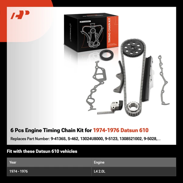6 Pcs Engine Timing Chain Kit for 1974-1976 Datsun 610