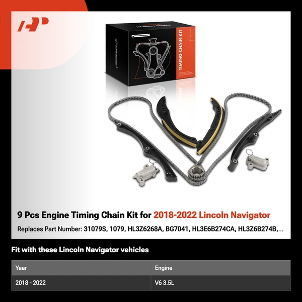 9 Pcs Engine Timing Chain Kit for 2018-2022 Lincoln Navigator