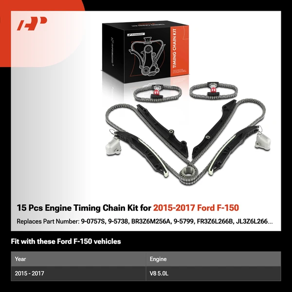 15 Pcs Engine Timing Chain Kit for 2015-2017 Ford F-150