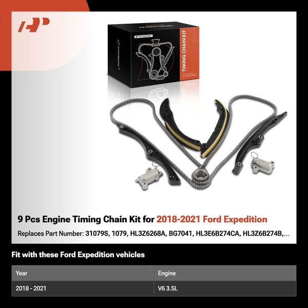 9 Pcs Engine Timing Chain Kit for 2018-2021 Ford Expedition