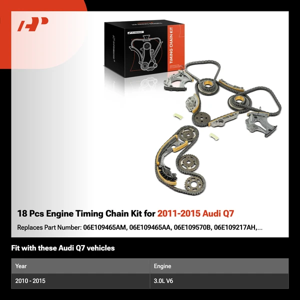 18 Pcs Engine Timing Chain Kit for 2011-2015 Audi Q7
