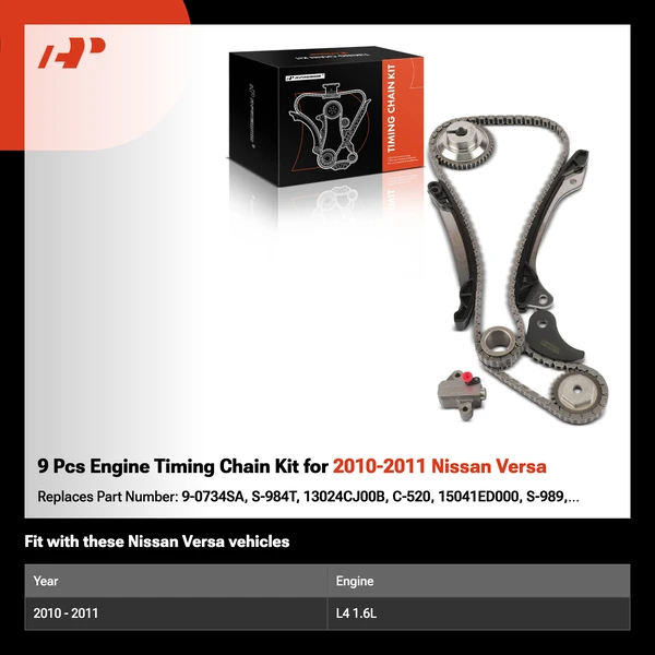 9 Pcs Engine Timing Chain Kit for 2010-2011 Nissan Versa