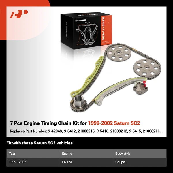 7 Pcs Engine Timing Chain Kit for 1999-2002 Saturn SC2