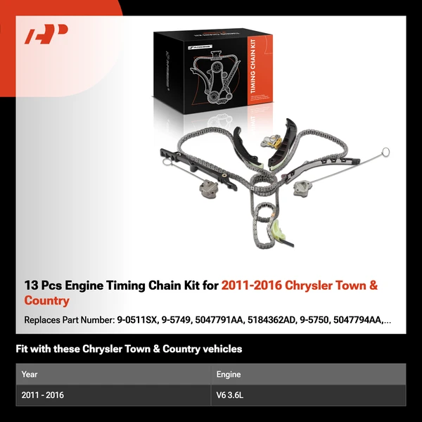 13 Pcs Engine Timing Chain Kit for 2011-2016 Chrysler Town & Country